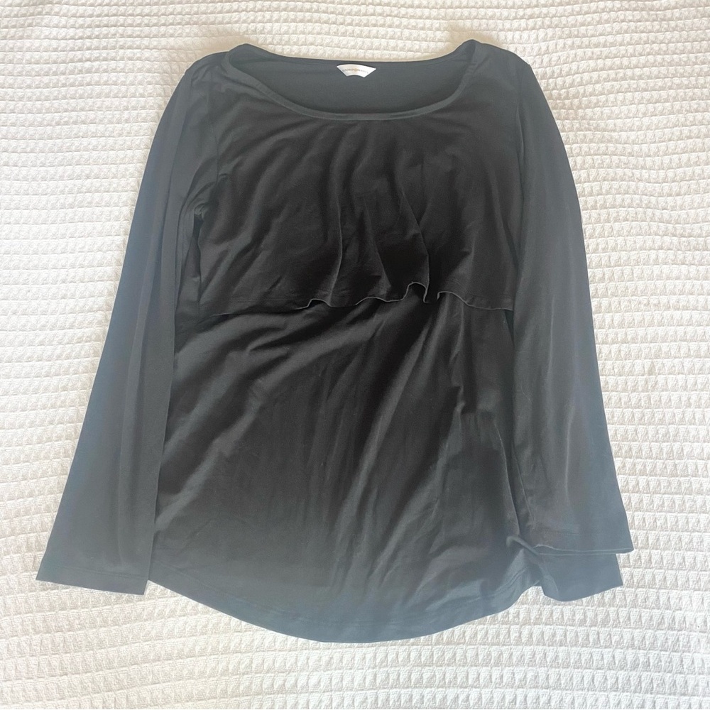 Kindred Bravely long sleeve black maternity nursing top XXL